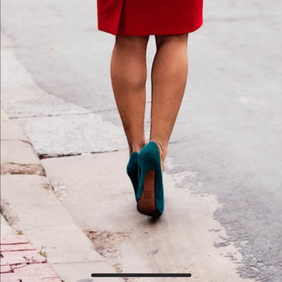 Vintage Wild Pair suede stiletto heels Pumps Teal - Picture 1 of 13